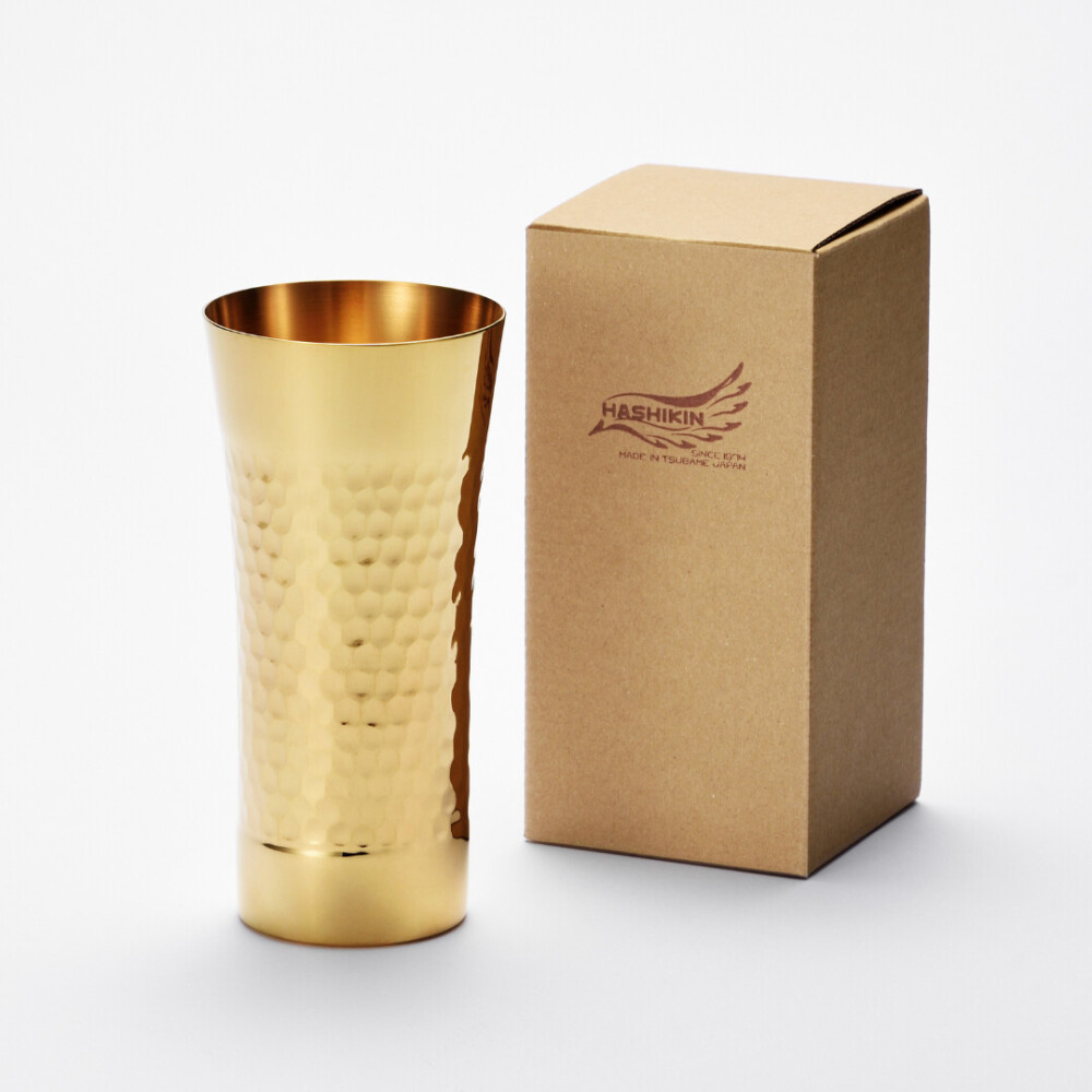 ステンレスタンブラー（槌目・内外面24金メッキ）350mL