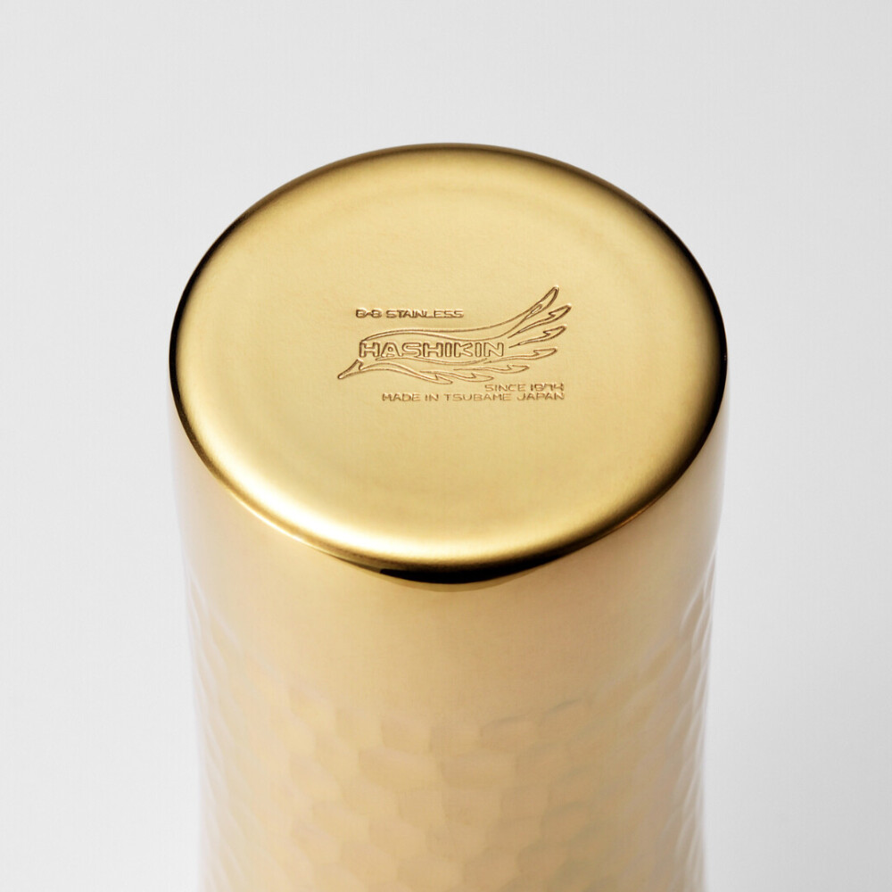 ステンレスタンブラー（槌目・内外面24金メッキ）350mL