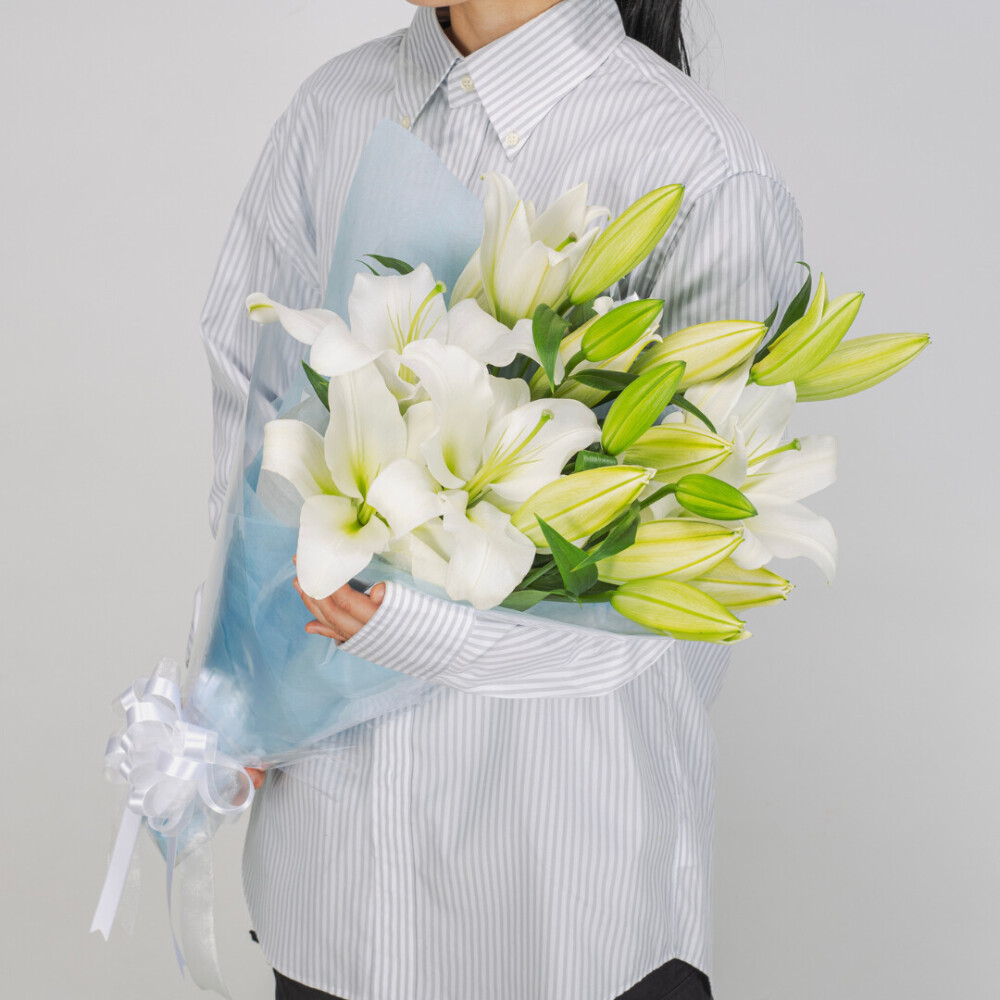 Boeket lelies ホワイト5本