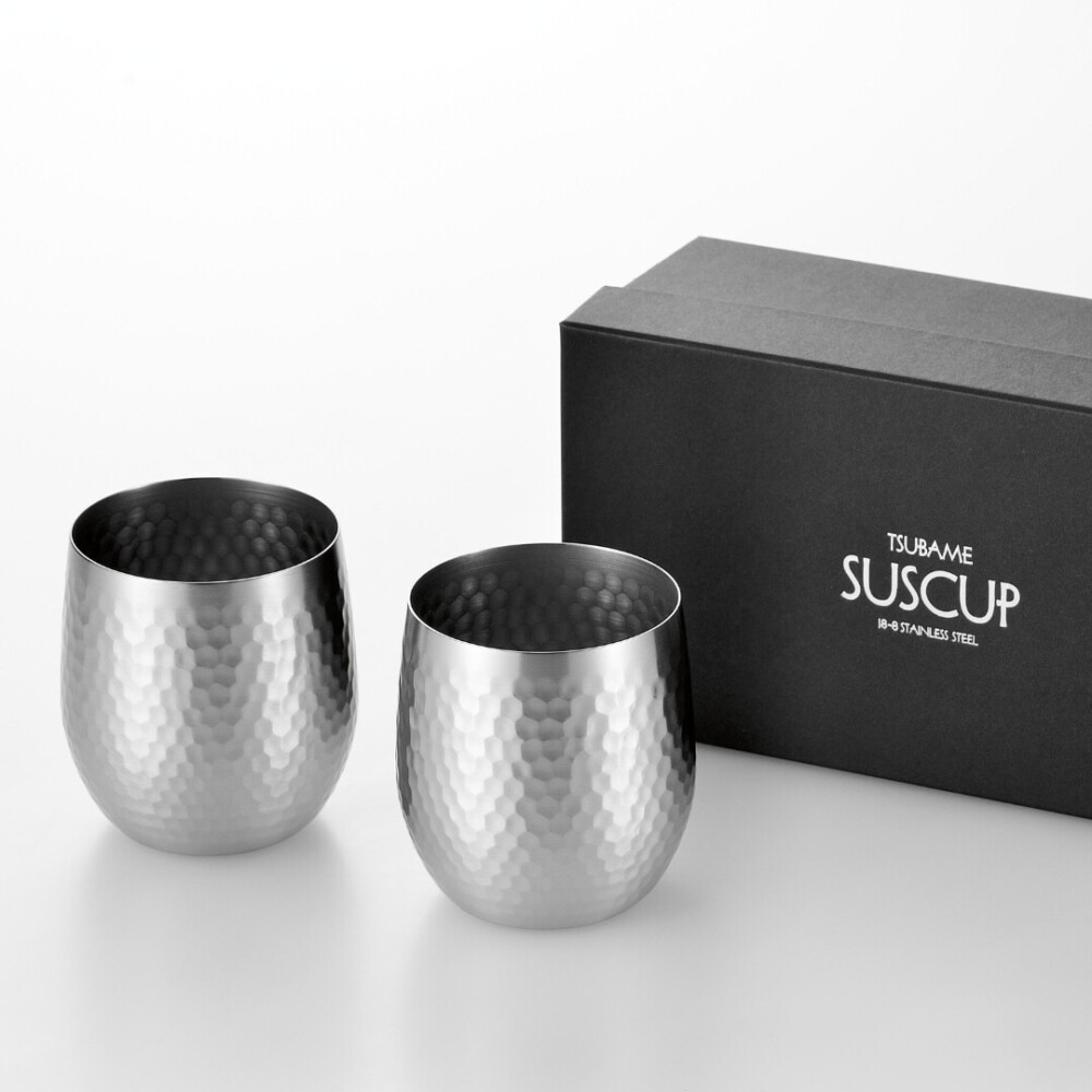 【SUSCUP】鎚目ロックカップ 340mL ペアセット(貼箱入)