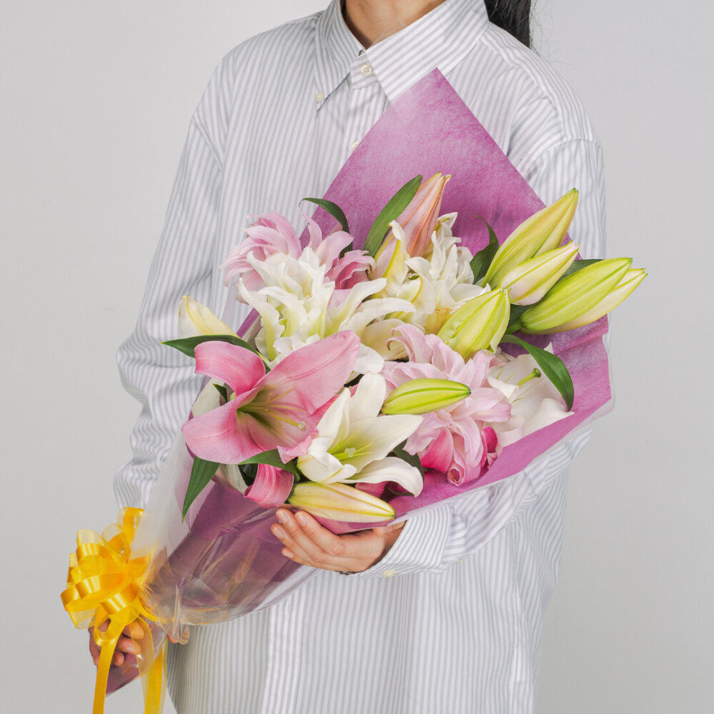 Boeket lelies オリエンタルユリ・八重ユリ ミックス5本